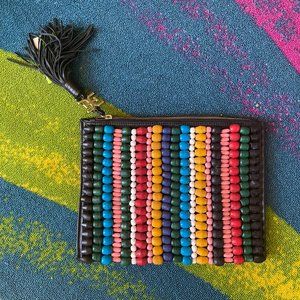 Rainbow-Colored Wooden Bead Sam Edelman Pouch